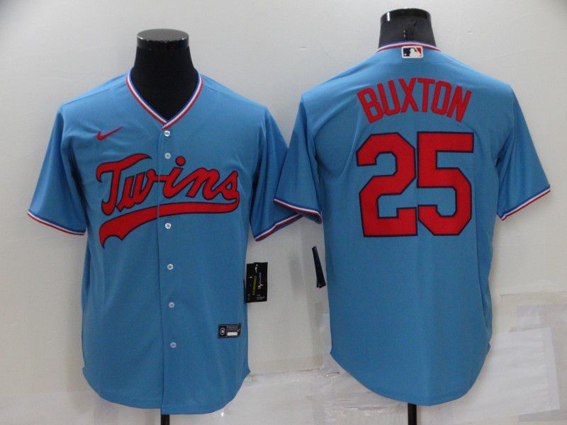 Men Minnesota Twins 25 Buxton Blue Game 2024 Nike MLB Jersey style 1